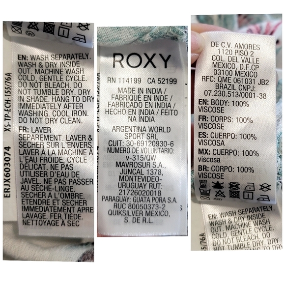 NEW Roxy Wind Fly Away Strappy Dress Tropical Print size XS oversized flowy - Picture 5 of 10